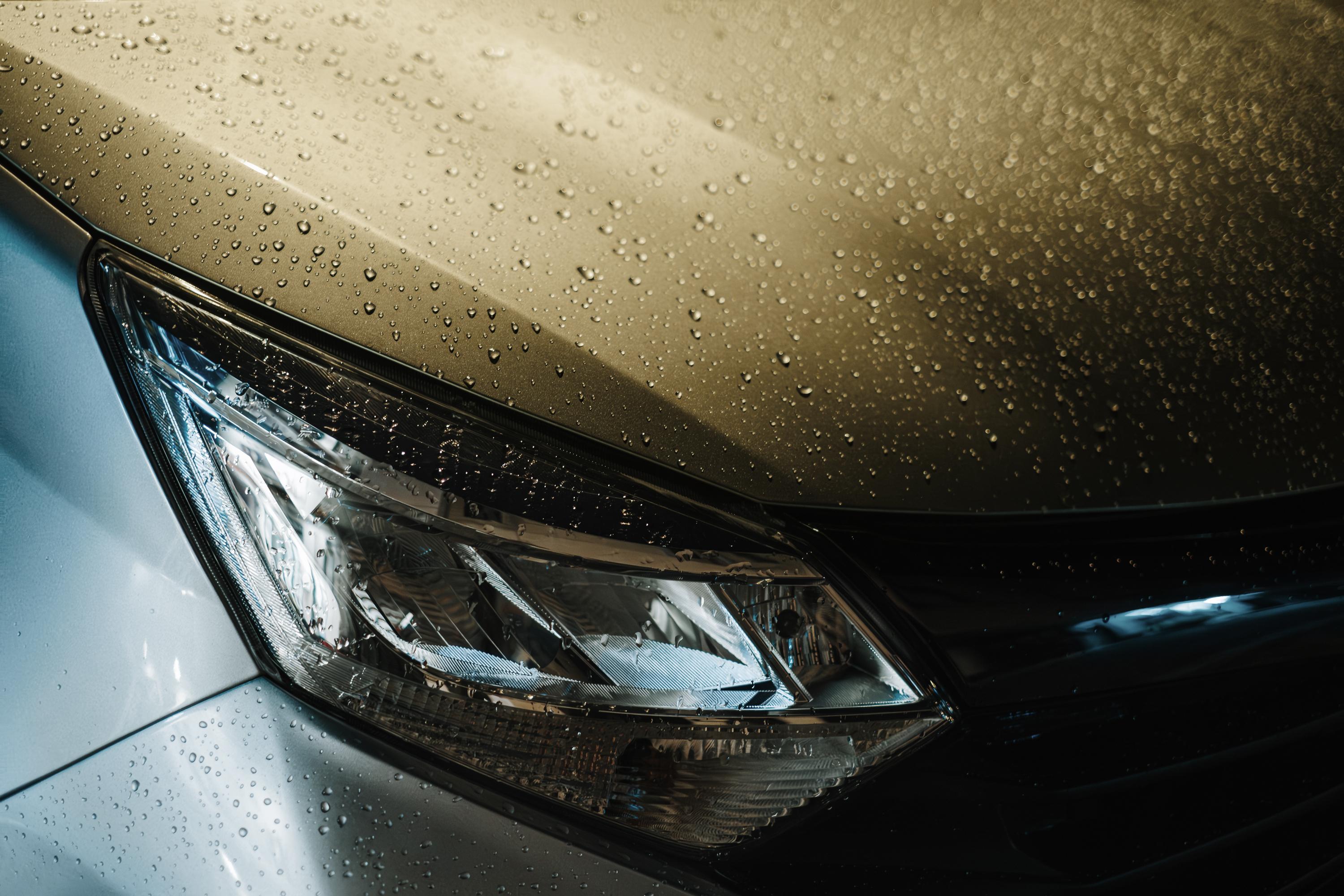 Close up shot of a car headlight