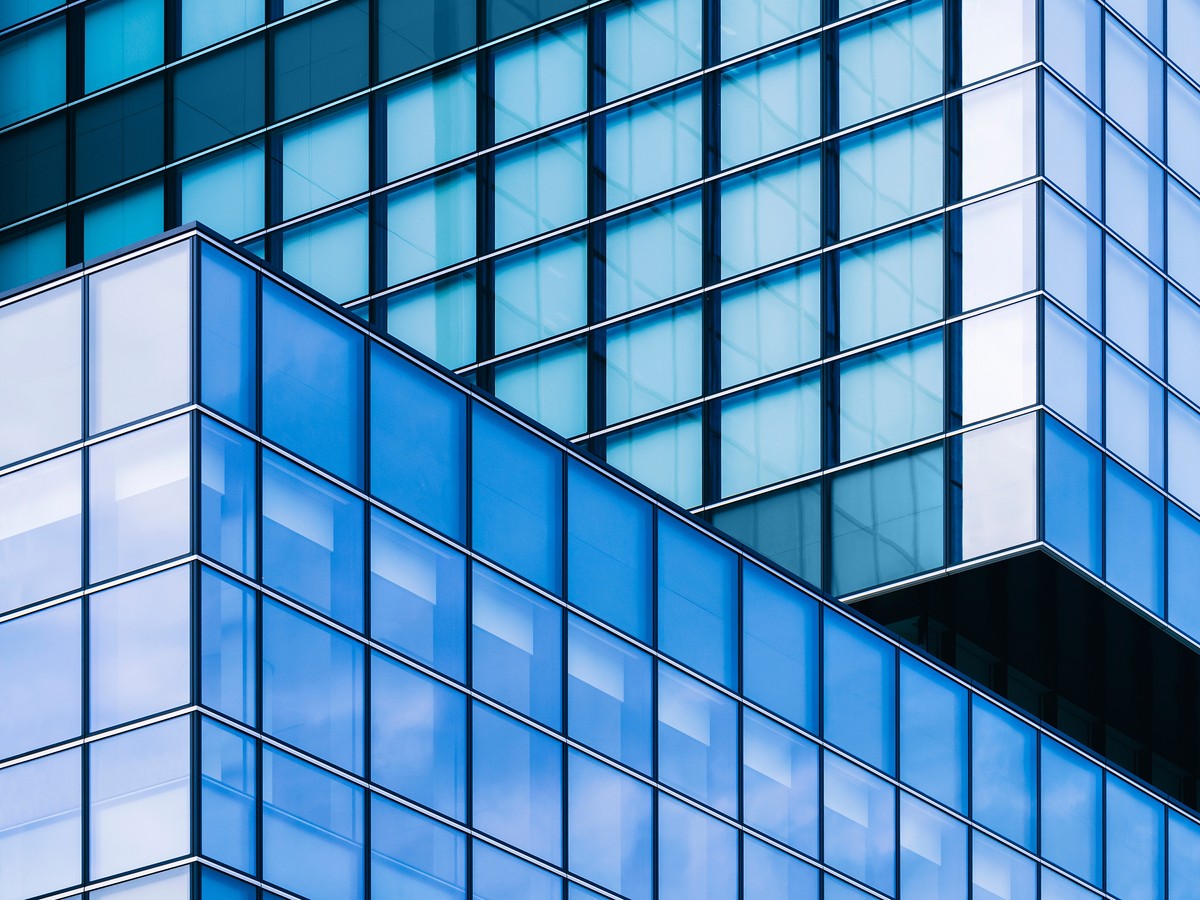 Image of a  building with blue windows